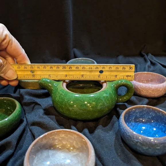 Vintage Ice Cracked Glaze Ceramic Kung Fu Tea Set - Picture 4 of 10